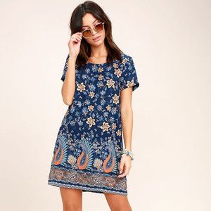 A Place for Us Navy Blue Floral Print Shift Dress
